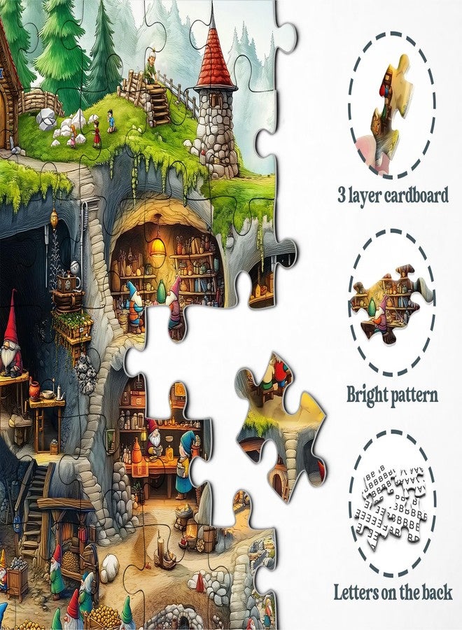 PPuzzling Fantasy Gnome Village Puzzles for Adults 1000 Pieces, Funny Forest Underground Gnomes House Art Jigsaw Puzzle, Challenging Hard Nature Cave Scene Puzzle - Image 4